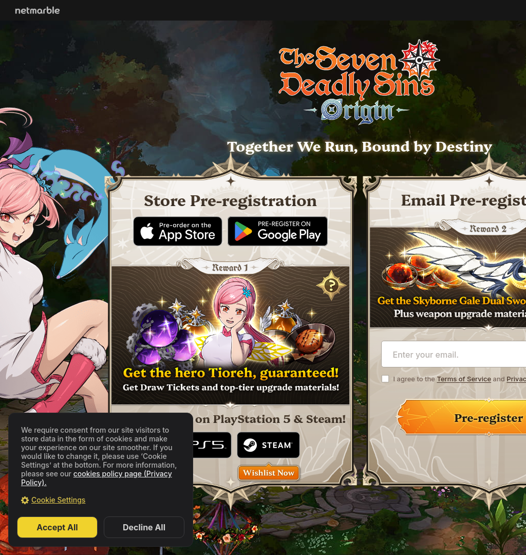 Seven Deadly Sins Origin Website